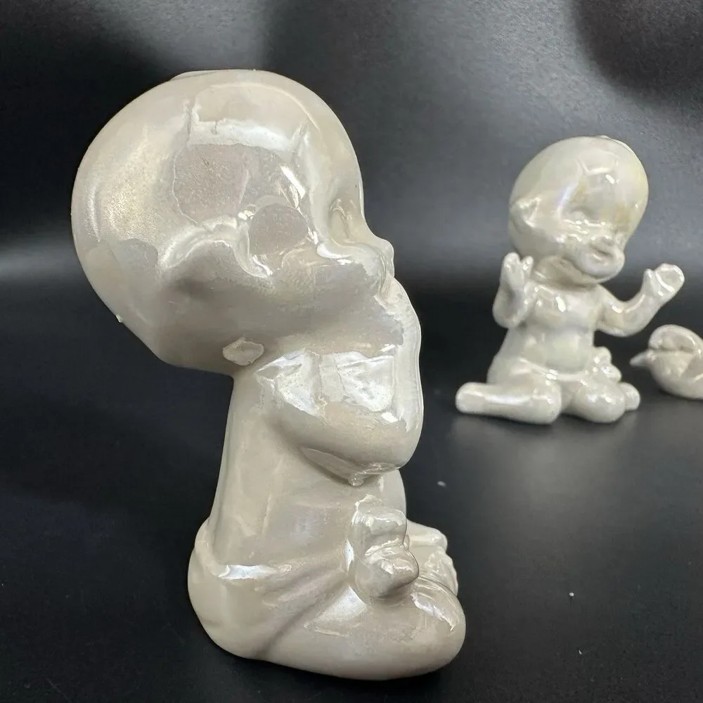 Vintage Ceramic Kewpie Baby Figurines Set of 4 Pearlized Lustreware Babies